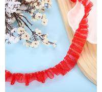Sourcing Map 11 Yards Ruffle Lace Trim Ribbon, 2.5cm/1" Pleated Organza Lace Edge Trim, Polyester, Red, Classic Vintage Style, Formal Occasion