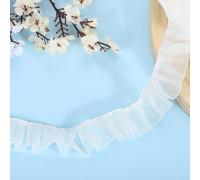 Sourcing Map 11 Yards Ruffle Lace Trim Ribbon, 2.5cm/1" Pleated Organza Lace Edge Trim, Soft Polyester Fabric, Classic Vintage Style, Bright White, Formal Occasion