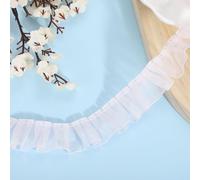 Sourcing Map 11 Yards Ruffle Lace Trim Ribbon, 2.5cm/1" Pleated Organza Lace Edge Trim, Soft Polyester, Light Pink, Classic Vintage Style, Formal Occasion