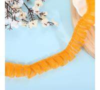 Sourcing Map 11 Yards Ruffle Lace Trim Ribbon, 2.5cm/1" Pleated Organza Lace Edge Trim, Soft Polyester, Light Orange, Classic Vintage Style, Formal Occasion