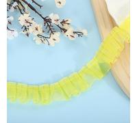 Sourcing Map 11 Yards Ruffle Lace Trim Ribbon, 2.5cm/1" Pleated Organza Lace Edge Trim, Yellow, Polyester, General Use, Formal, Classic