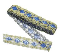sourcing map 11 Yards Sequins Trim Ribbon 2.4 Inch Lace Gold Edge Sequins Gimp Braid Trim Paillette Fabric Flat Trims Strips for Crafts Sewing Clothes Home Party Decoration, Sapphire Blue