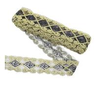 sourcing map 11 Yards Sequins Trim Ribbon 2.4 Inch Lace Gold Edge Sequins Gimp Braid Trim Paillette Fabric Flat Trims Strips for Crafts Sewing Clothes Home Party Decoration, Black