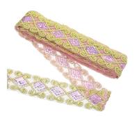 sourcing map 11 Yards Sequins Trim Ribbon 2.4 Inch Lace Gold Edge Sequins Gimp Braid Trim Paillette Fabric Flat Trims Strips for Crafts Sewing Clothes Home Party Decoration, Pink
