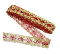 sourcing map 11 Yards Sequins Trim Ribbon 2.4 Inch Lace Gold Edge Sequins Gimp Braid Trim Paillette Fabric Flat Trims Strips for Crafts Sewing Clothes Home Party Decoration, Red