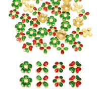 sourcing map 110 Pcs 8mm Flower Beads Caps, Alloy Little Floral Bead End Spacers Kit Jewelry Making Supplies Charm 4 Styles for DIY Bracelet Earring Necklace Hair Pin Accessory (Red-Green)