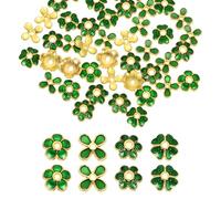 sourcing map 110 Pcs 8mm Flower Beads Caps, Alloy Little Floral Bead End Spacers Kit Jewelry Making Supplies Charm 4 Styles for DIY Bracelet Earring Necklace Hair Pin Accessory (Green)