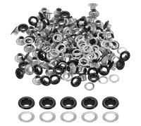 sourcing map 110 Pcs Colored Grommets Eyelets with Washers, 3/16"(5mm) Colorful Grommets Kit Small Round Grommet Eyelets for Clothes Leather Belts Shoes DIY Supplies Accessories, Black