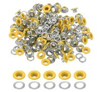 sourcing map 110 Pcs Colored Grommets Eyelets with Washers, 3/16"(5mm) Colorful Grommets Kit Small Round Grommet Eyelets for Clothes Leather Belts Shoes DIY Supplies Accessories, Yellow