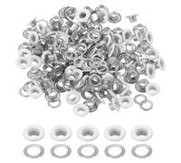 sourcing map 110 Pcs Colored Grommets Eyelets with Washers, 3/16"(5mm) Colorful Grommets Kit Small Round Grommet Eyelets for Clothes Leather Belts Shoes DIY Supplies Accessories, White