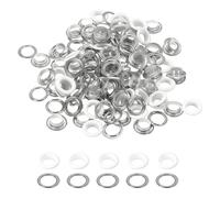 sourcing map 110 Pcs Colored Grommets Eyelets with Washers, 3/8"(10mm) Colorful Grommets Kit Small Round Grommet Eyelets for Clothes Leather Belts Shoes DIY Supplies Accessories, White