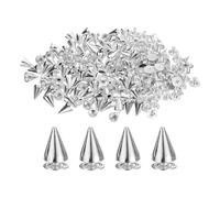 sourcing map 110 Sets Spikes and Studs, 7 x 9mm Cone Spikes Screw Back Studs Rivets, Cone Punk Spikes Rivet for Clothing Belts Bags DIY Leather Crafts, Silver