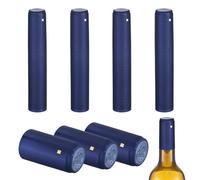 sourcing map 110Pcs PVC Heat Shrink Capsules, 30mm x 60mm Wine Bottle Capsules Shrink Wrap Sleeves Bottle Corks Caps with Tear Tab for Wine Making Cellars and Home Kitchen, Blue Grape/Blue