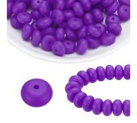 sourcing map 110Pcs Silicone Beads 14mm Lentil Rubber Focal Beads Bulk for Pens Keychain Bracelet Necklace DIY Crafts Making, Grape Purple
