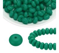 sourcing map 110Pcs Silicone Beads 14mm Lentil Rubber Focal Beads Bulk for Pens Keychain Bracelet Necklace DIY Crafts Making, Christmas Green