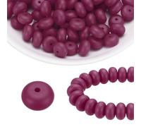 sourcing map 110Pcs Silicone Beads 14mm Lentil Rubber Focal Beads Bulk for Pens Keychain Bracelet Necklace DIY Crafts Making, Burgundy