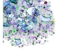 sourcing map 110Pcs Star Moon Beads, Star Moon Acrylic Pearl Beads Crystal Glass Spacer Bead for DIY Making Jewelry Bracelets Craft, Green Purple