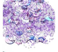 sourcing map 110Pcs Star Moon Beads, Star Moon Acrylic Pearl Beads Crystal Glass Spacer Bead for DIY Making Jewelry Bracelets Craft, Light Purple