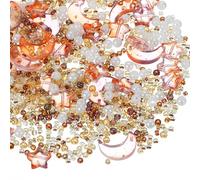 sourcing map 110Pcs Star Moon Beads, Star Moon Acrylic Pearl Beads Crystal Glass Spacer Bead for DIY Making Jewelry Bracelets Craft, Brown