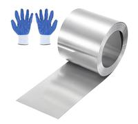 sourcing map 118" x 2" Aluminum Flashing Roll, 1060 Aluminum Roof Panels 0.4mm Thickness Metal Roofing Strip with Nitrile Gloves for DIY Roofing Repair, Craft Metal Sheet, Silver