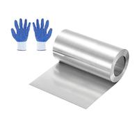 sourcing map 118" x 4" Aluminum Flashing Roll, 1060 Aluminum Roof Panels 0.6mm Thickness Metal Roofing Strip with Nitrile Gloves for DIY Roofing Repair, Craft Metal Sheet, Silver