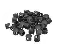 sourcing map 11mm(7/16") Plastic Hole Plugs, 36Pcs Flush Type Panel Round Snap in Fastener Knockout Locking Plugs for Furniture Insert End Caps Panels, Black