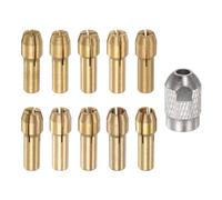 sourcing map 11pcs Brass Collet 0.5-3.2mm M7 Brass Drill Chucks Mini Electric Grinder Quick Change Drill Chuck Bit Sets for Rotary Tools, 4.2mm Shank Diameter