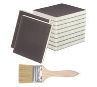 sourcing map 11pcs Sanding Sponges 1200-1500 Grit 4" x 5" Reusable & Washable, Double-Sided Flexible Hand Sanding Block for Wood Drywall Metal Furniture Polishing, with 2.5" Paint Brush, Brown