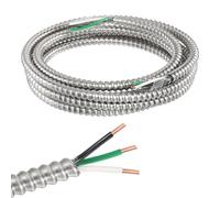 sourcing map 12/2 Metal Clad (MC) Cable with Ground,Metal Clad Cable Electric Wire with Aluminum Armored Solid Bare Copper Conductors for Indoor,Outdoors,Embedded Installation(10ft,12 Gauge)