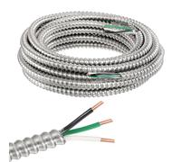 sourcing map 12/2 Metal Clad (MC) Cable with Ground,Metal Clad Cable Electric Wire with Aluminum Armored Solid Bare Copper Conductors for Indoor,Outdoors,Embedded Installation(25ft,12 Gauge)