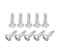 sourcing map #12-3/4" Self Drilling Screws, 60pcs 410 Stainless Steel Phillips Pan Head Self Tapping Screws for Wood Plastic