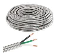 sourcing map 12/3 Metal Clad (MC) Cable with Ground, Metal Clad Cable Electric Wire with Aluminum Armored Solid Bare Copper Conductors for Indoor, Outdoor, Embedded Installation(25ft,14 Gauge)