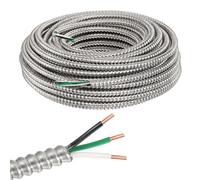 sourcing map 12/3 Metal Clad (MC) Cable with Ground, Metal Clad Cable Electric Wire with Aluminum Armored Solid Bare Copper Conductors for Indoor, Outdoor, Embedded Installation(25ft,12 Gauge)