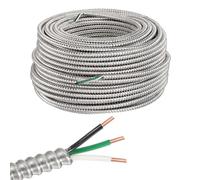 sourcing map 12/3 Metal Clad (MC) Cable with Ground, Metal Clad Cable Electric Wire with Aluminum Armored Solid Bare Copper Conductors for Indoor, Outdoor, Embedded Installation(250ft,14 Gauge)