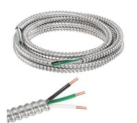 sourcing map 12/3 Metal Clad (MC) Cable with Ground, Metal Clad Cable Electric Wire with Aluminum Armored Solid Bare Copper Conductors for Indoor, Outdoor, Embedded Installation(10ft,12 Gauge)