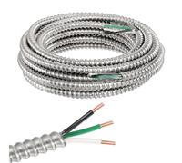 sourcing map 12/3 Metal Clad (MC) Cable with Ground, Metal Clad Cable Electric Wire with Aluminum Armored Solid Bare Copper Conductors for Indoor, Outdoor, Embedded Installation(75ft,14 Gauge)
