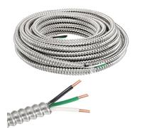 sourcing map 12/3 Metal Clad (MC) Cable with Ground, Metal Clad Cable Electric Wire with Aluminum Armored Solid Bare Copper Conductors for Indoor, Outdoor, Embedded Installation(75ft,12 Gauge)