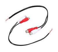 sourcing map 12 Inch Flat Red/White RCA 2-Female Plug Jack Connector Adapter to Bare Wire Open End Audio Video RCA Cable for Amplifier Speaker Wire Pack of 2