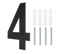 sourcing map 12 Inch Floating House Number, Stainless Steel Metal Modern House Number for Outside Address Sign for House with Nail Kit for Mailbox Yard Home Front Door (Number 4, Matte Black)