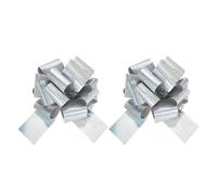 sourcing map 12 Inch Giant Large Pull Bow 2 Pcs Big Glitter Metallic Car Bows Ribbon for Wedding Presents Gift Wrapping Christmas, Silver Tone