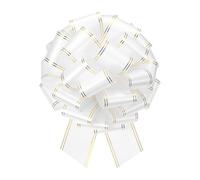 sourcing map 12 Inch Giant Large Pull Bow Big Metallic Car Bows Ribbon with Gold Edge for Wedding Presents Gift Wrapping Christmas, White