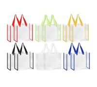 Sourcing Map 12 Pack Multi-colored Clear Tote Bags, 12" x 6" x 12", Reusable PVC Stadium Approved Beach Bags for Work, Events, Mixed Color