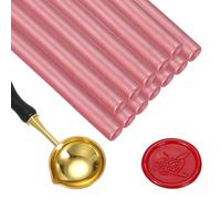 sourcing map 12 Pack Wax Glue Gun Sticks with Wax Melting Spoon, Suitable for Stamps, Letters, Envelopes, Wedding Invitations, Gift Packaging Wax Seals, Cherry Red (Wax Glue Gun Not Included)