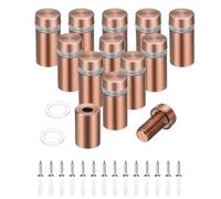 sourcing map 12 Pcs 1/2" x 1" Standoff Screws Stainless Steel Wall Mount Sign Mounting Hardware Kit with 14pcs Screws for Hanging Acrylic Glass Signs Advertising Boards, Rose Gold