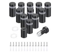 sourcing map 12 Pcs 1/2" x 4/5" Standoff Screws Stainless Steel Wall Mount Sign Mounting Hardware Kit with 14pcs Screws for Hanging Acrylic Glass Signs Advertising Boards, Black