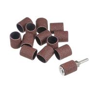 sourcing map 12 Pcs 3/4 Inch Sanding Sleeves Sandpaper Set 80 Grit with 0.24 Inch Drum Mandrels for Rotary Tools
