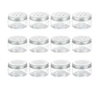 sourcing map 12 Pcs 3 Styles Empty Scent Beads Storage Container 3.4oz/100ml Air Freshener Tins Round Refillable Spice Containers Plastic Jars Sample for Travel Storage