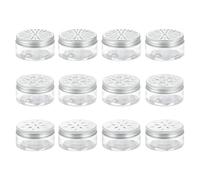 sourcing map 12 Pcs 3 Styles Empty Scent Beads Storage Container 3oz/80ml Air Freshener Tins Round Refillable Spice Containers Plastic Jars Sample for Travel Storage