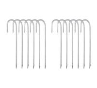 sourcing map 12 Pcs 30cm Rebars Stakes, J Hook Ground Stakes, Galvanized Steel Tent Stake Anti-Rust Garden Stake Wind Staple for Fence, Landscape, Silver Tone
