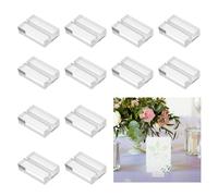 sourcing map 12 Pcs Acrylic Place Card Holders 1.2 Inch Clear Table Number Name Card Sign Holders Display Stand for Display Paper Game Piece Price Board Photos Memos Menus Labels, 30 x 20 mm